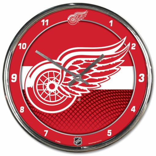 Detroit Red Wings NHL Round Chrome Wall Clock