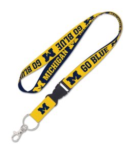 Michigan Wolverines GO BLUE Yellow Detachable Buckle Lanyard