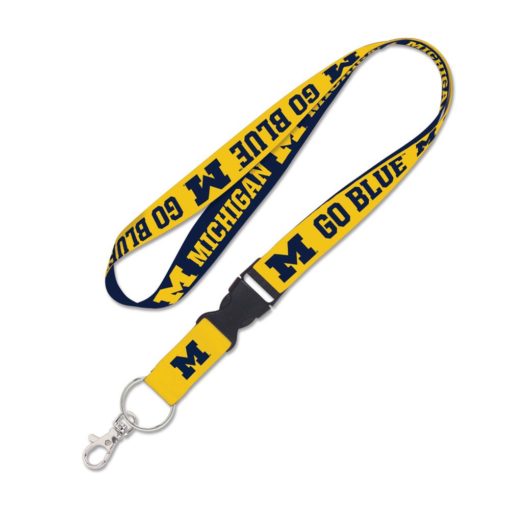 Michigan Wolverines GO BLUE Yellow Detachable Buckle Lanyard