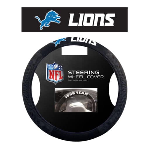 Detroit Lions Mesh Black Steering Wheel Cover