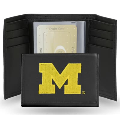 Michigan Wolverines Embroidered Leather TriFold Wallet