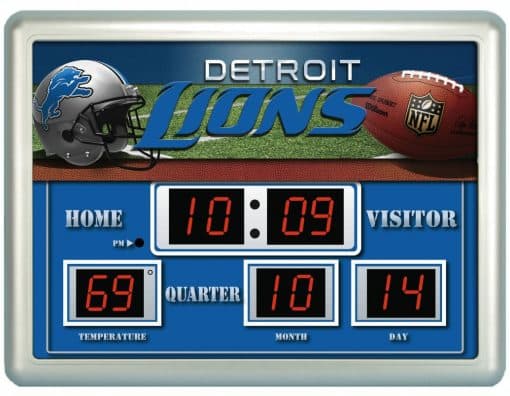 Detroit Lions NFL Clock - 14"x19" Scoreboard