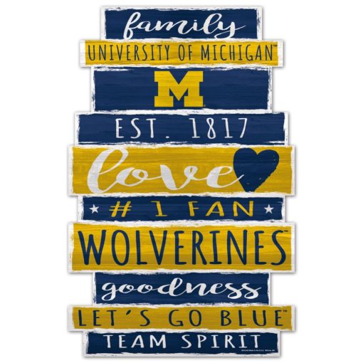 Michigan Wolverines Family Love 11" x 17" Wood Sign