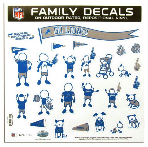 Detroit Lions NFL 11"x11" Family Car Decal Sheet