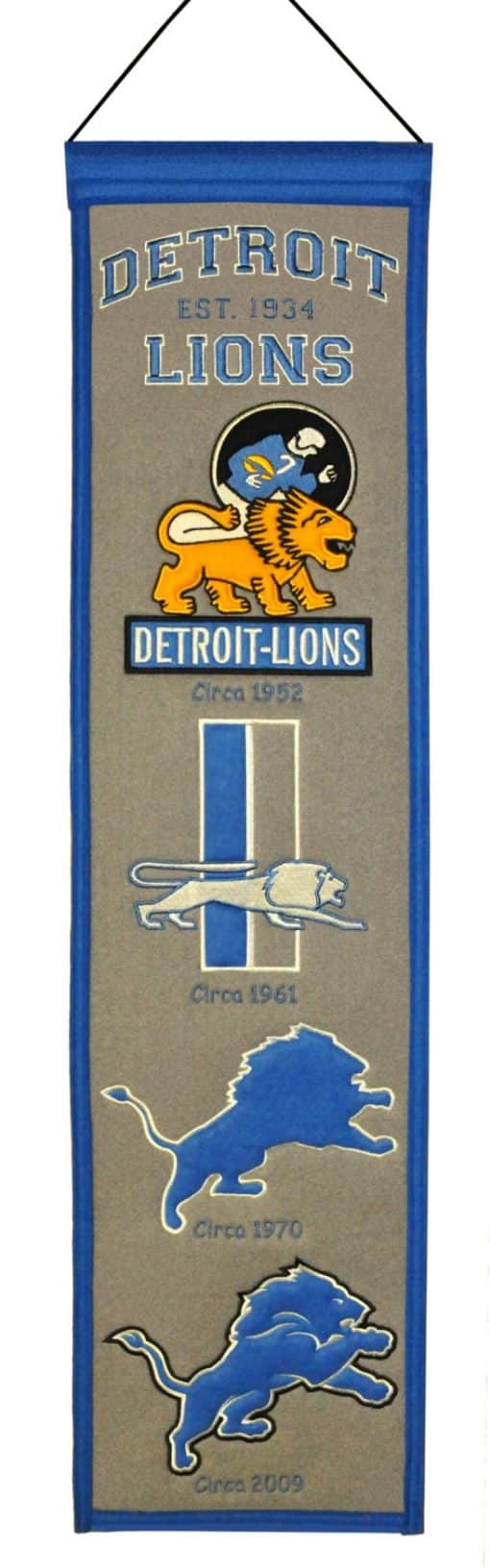 Detroit Lions NFL Wool 8"x32" Heritage Banner
