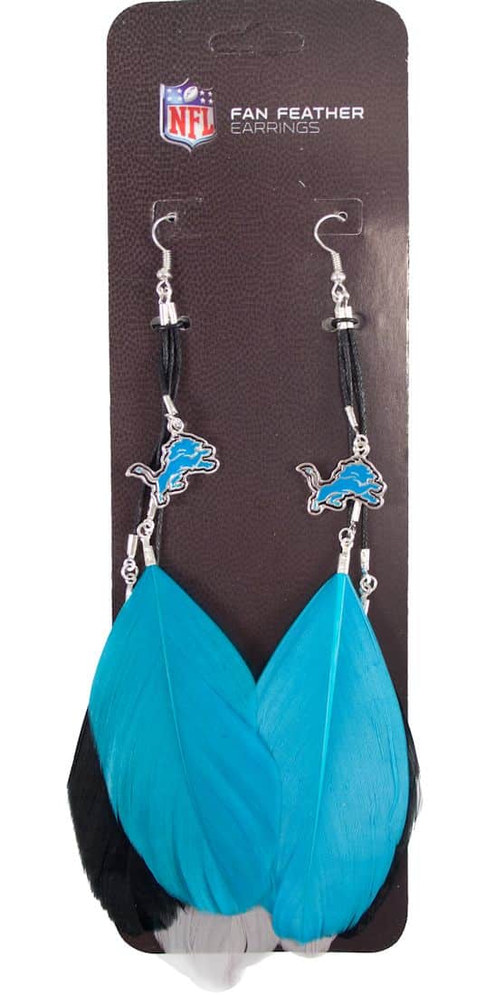 Detroit Lions NFL Team Color Feather Earrings