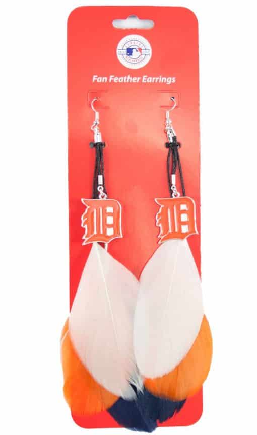 Detroit Tigers MLB Team Color Feather Earrings