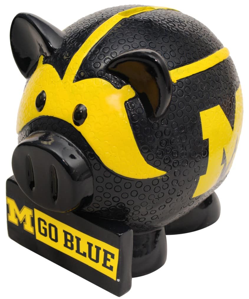 Michigan Wolverines NCAA Piggy Bank - Thematic Large - Detroit Game Gear