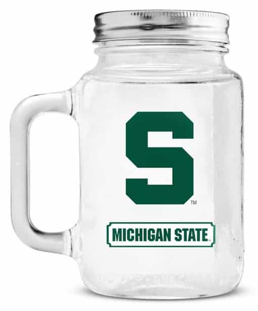 Michigan State Spartans NCAA Mason Jar Glass With Lid