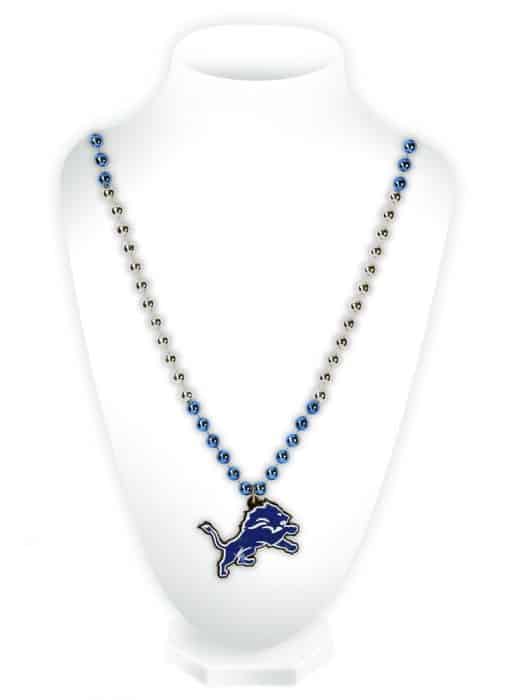 Detroit Lions NFL Mardi Gras Beads with Medallion