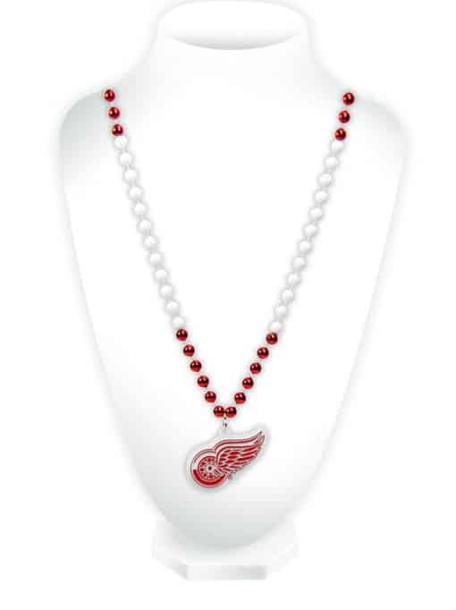 Detroit Red Wings NHL Mardi Gras Beads with Medallion