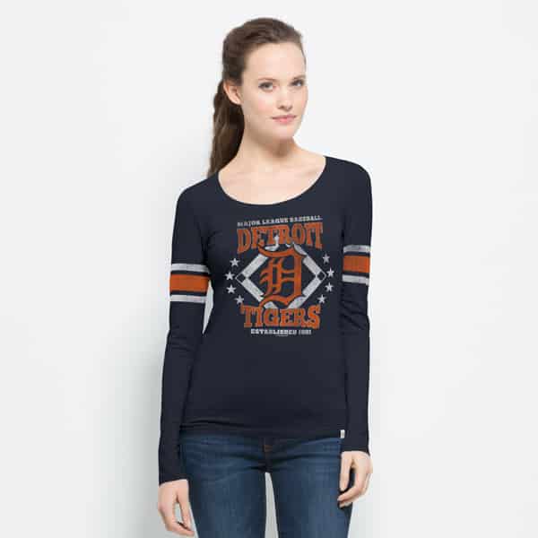 Detroit Tigers Women's 47 Brand Home Run Scoop Long Sleeve T-Shirt