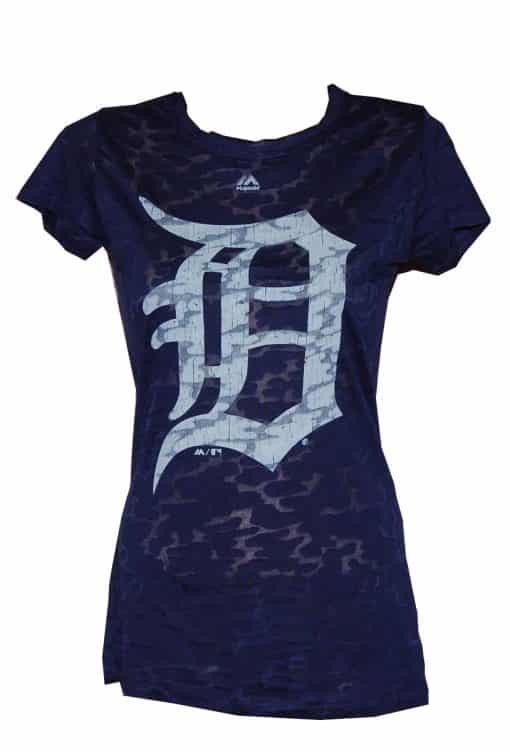Majestic Womens Detroit Tigers Blue Layered T-Shirt