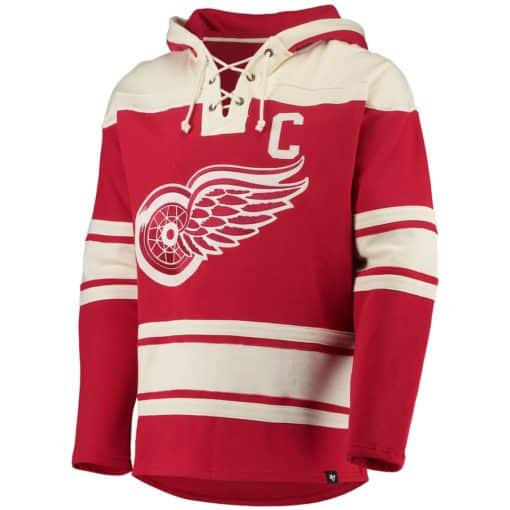 Gordie Howe Detroit Red Wings Men's 47 Brand Vintage Red Pullover Jersey Hoodie - Image 4
