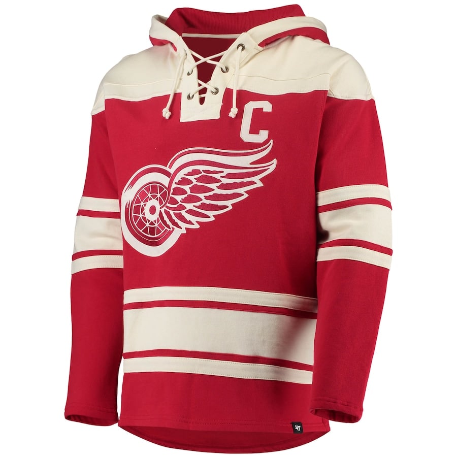 Men's Detroit Red Wings adidas Red Silver Jersey Pullover Hoodie