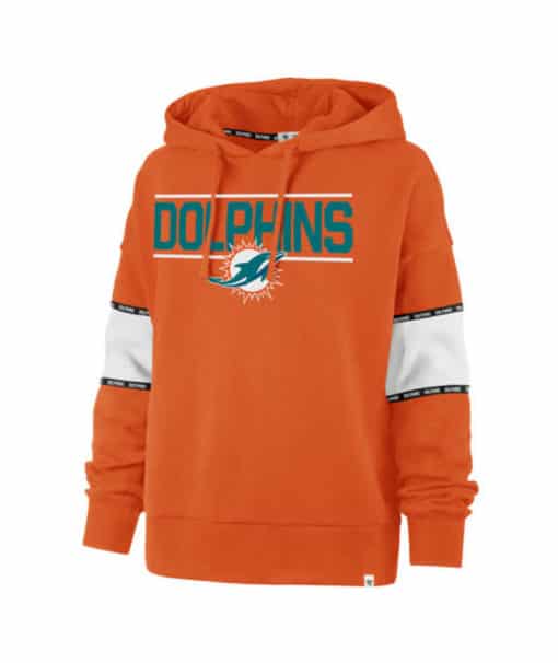 Miami Dolphins Women's 47 Brand Orange Fan Pullover Hoodie