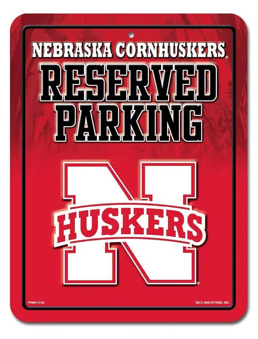 Nebraska Cornhuskers Metal Parking Sign