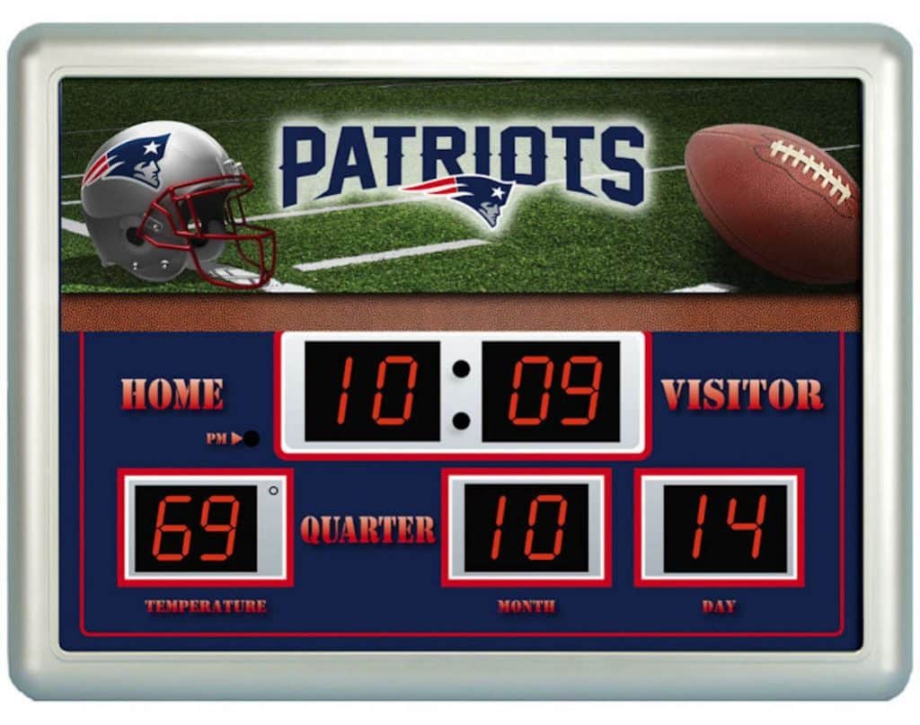 New England Patriots Clock 14"x19" Scoreboard Detroit Game Gear