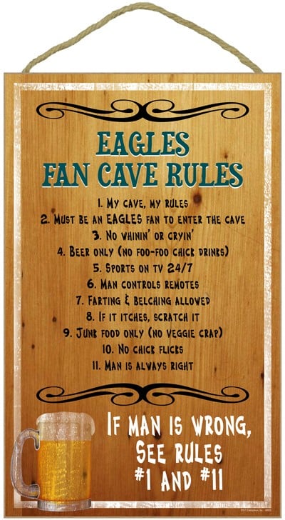 Philadelphia Eagles Fan Cave Rules Wood Sign