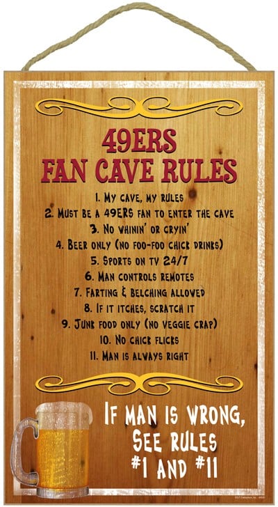 San Francisco 49ers Fan Cave Rules Wood Sign