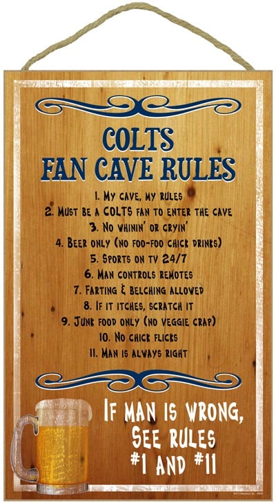 Indianapolis Colts Fan Cave Rules Wood Sign
