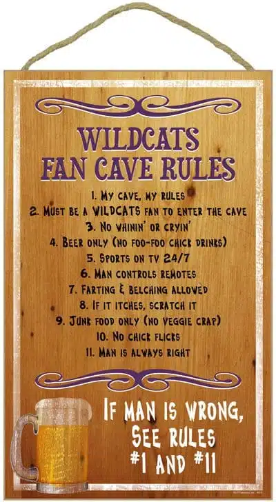 Kansas State Wildcats Fan Cave Rules Wood Sign