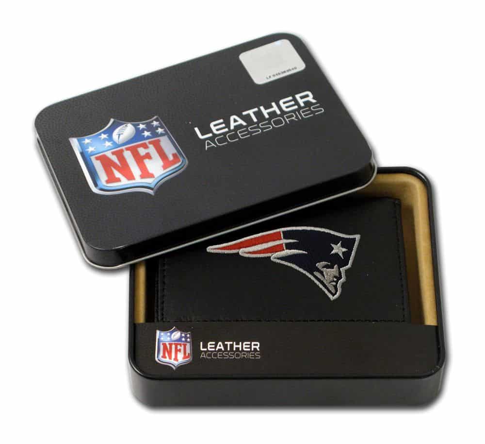 New England Patriots Embroidered Leather Tri-Fold Wallet