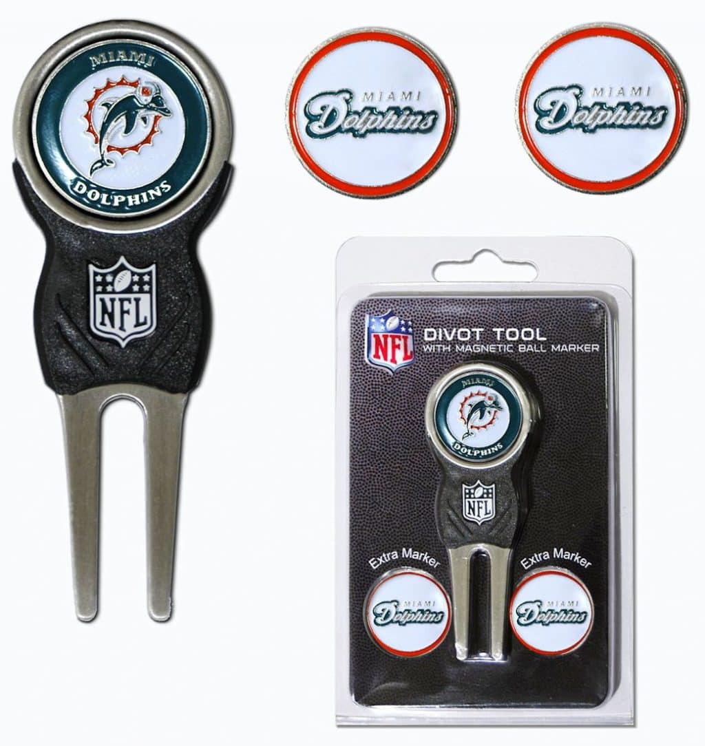 Miami Dolphins Golf Divot Tool with 3 Markers - Detroit Game Gear