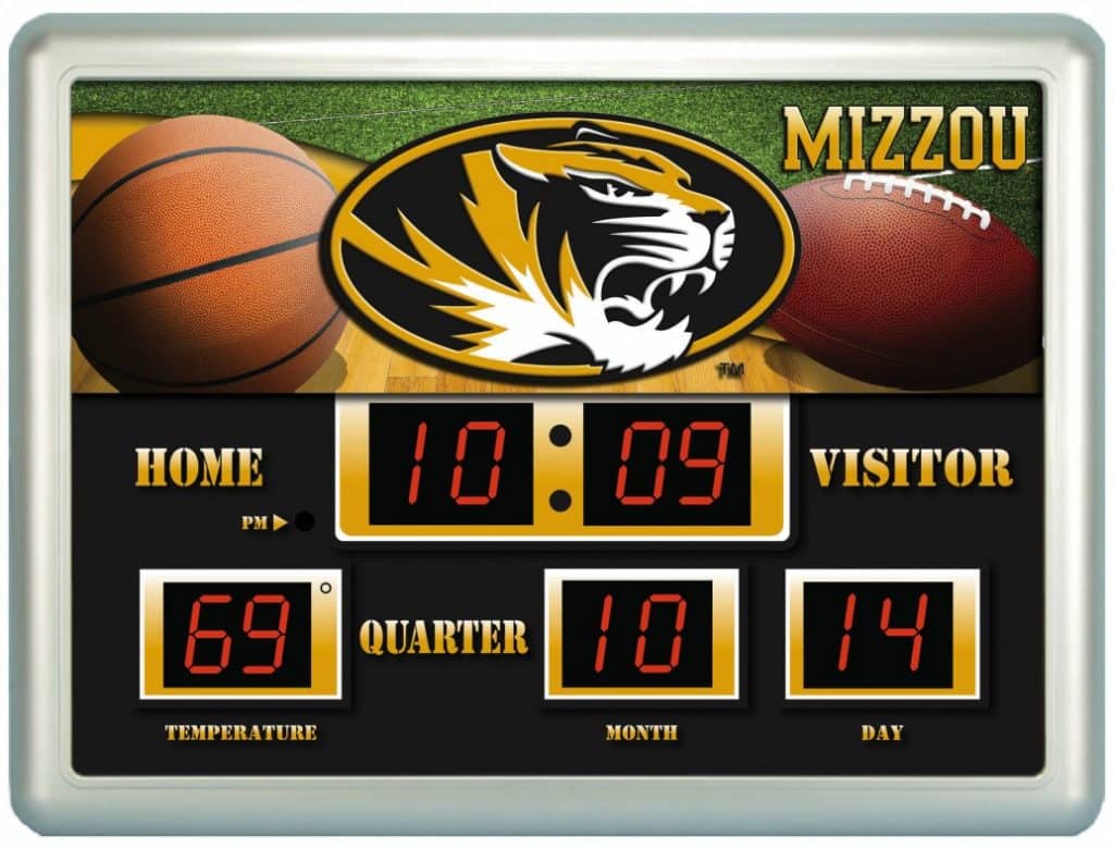 Missouri Tigers Clock - 14"x19" Scoreboard