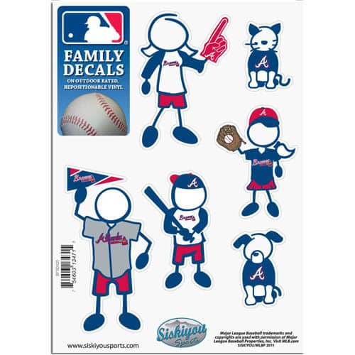 Atlanta Braves 5"x7" Family Car Decal Sheet
