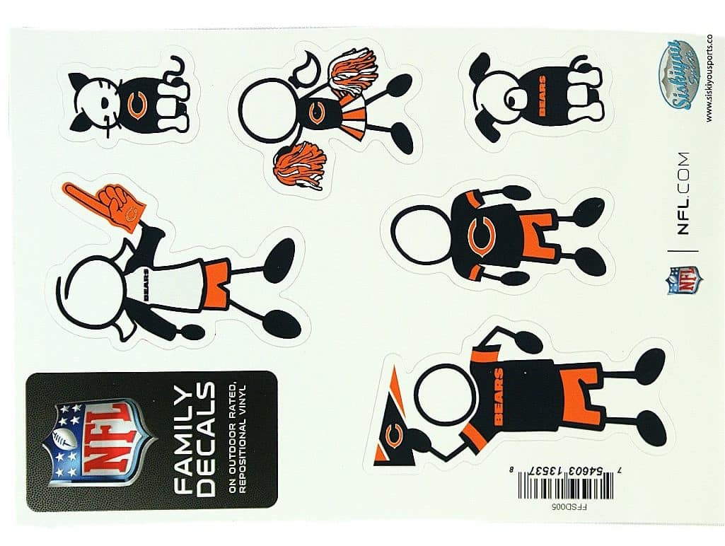 Chicago Bears 5"x7" Family Car Decal Sheet