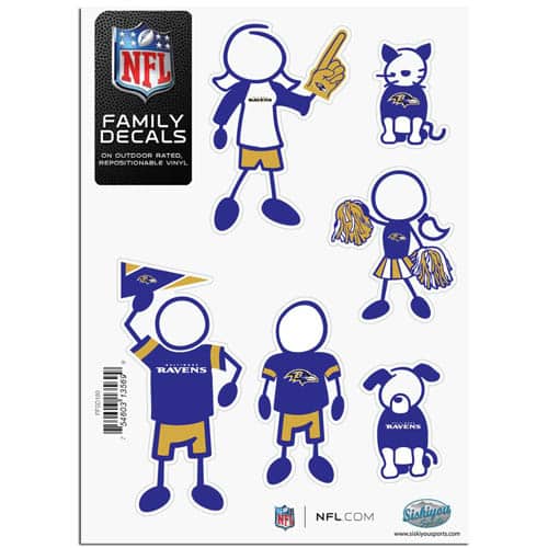 Baltimore Ravens 5"x7" Family Car Decal Sheet