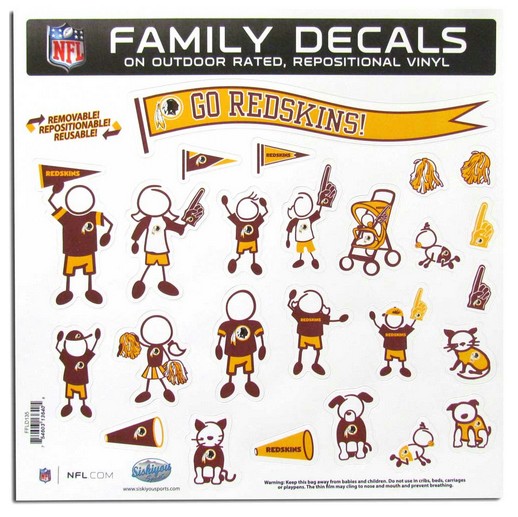 Washington Redskins 11"x11" Family Car Decal Sheet