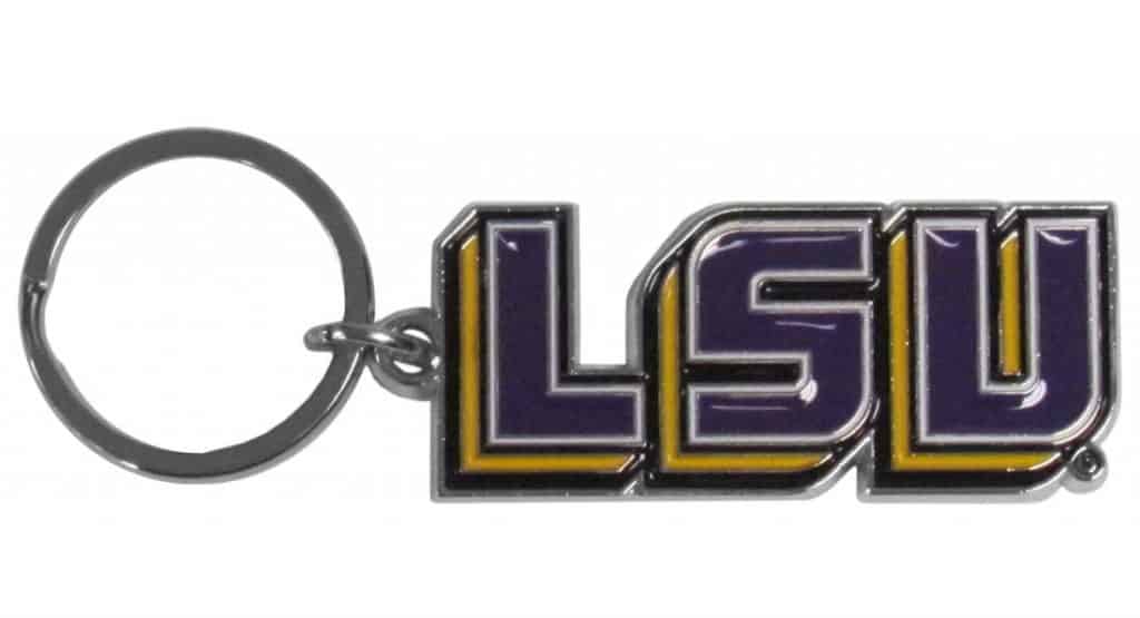LSU Tigers Chrome Logo Cut Keychain - Detroit Game Gear