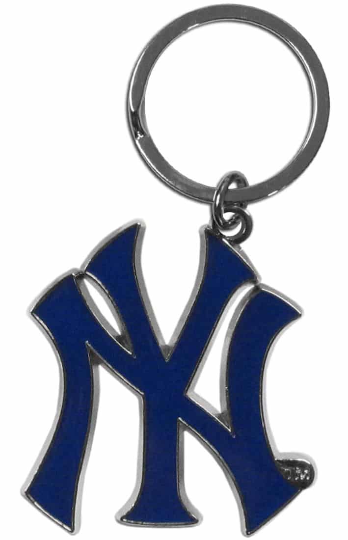 New York Yankees Chrome Logo Cut Keychain