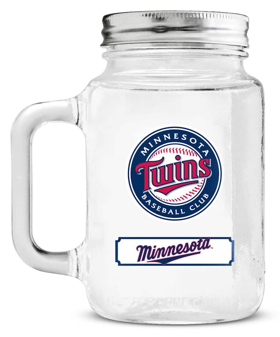 Minnesota Twins Mason Jar Glass With Lid