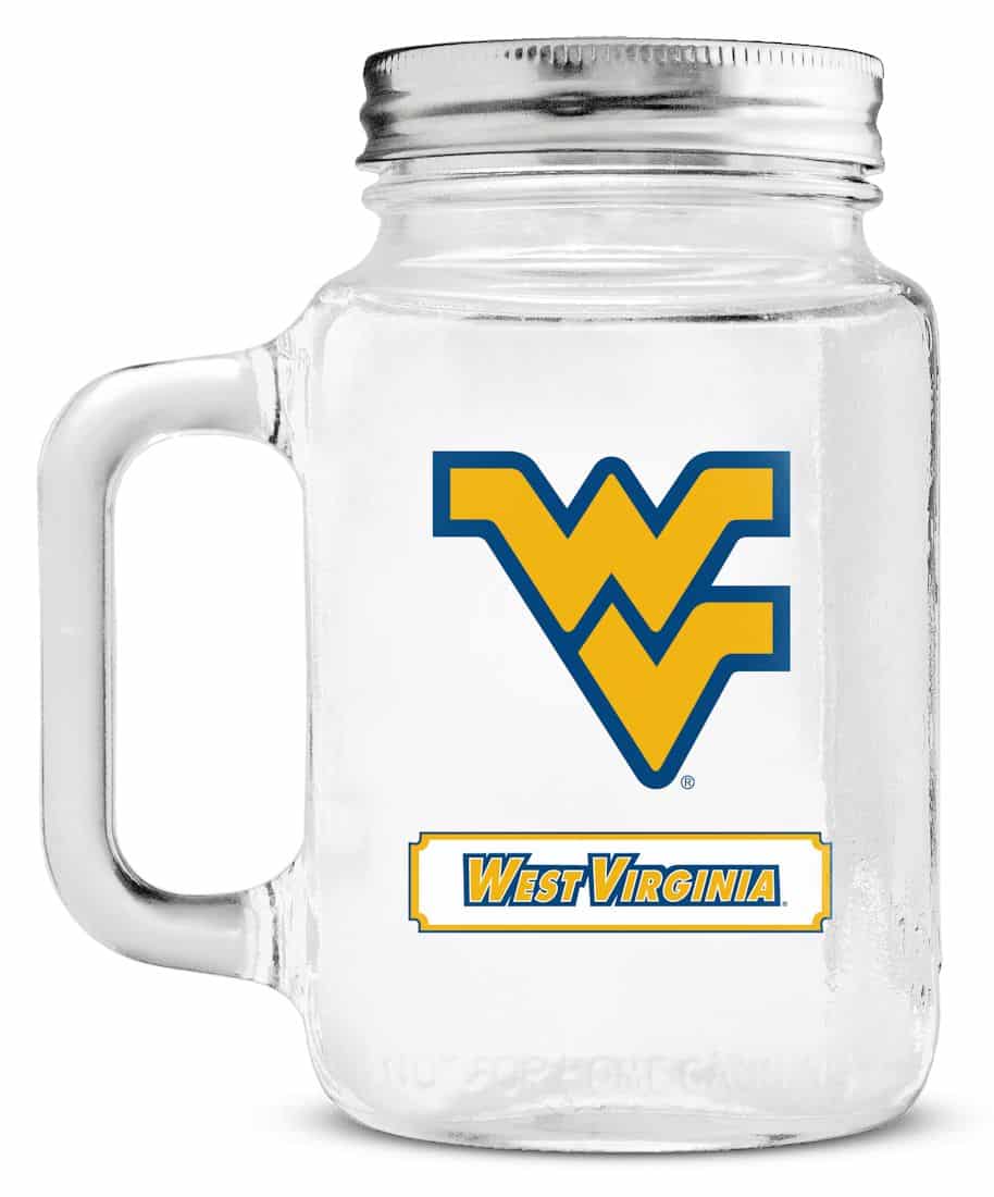 West Virginia Mountaineers Mason Jar Glass With Lid