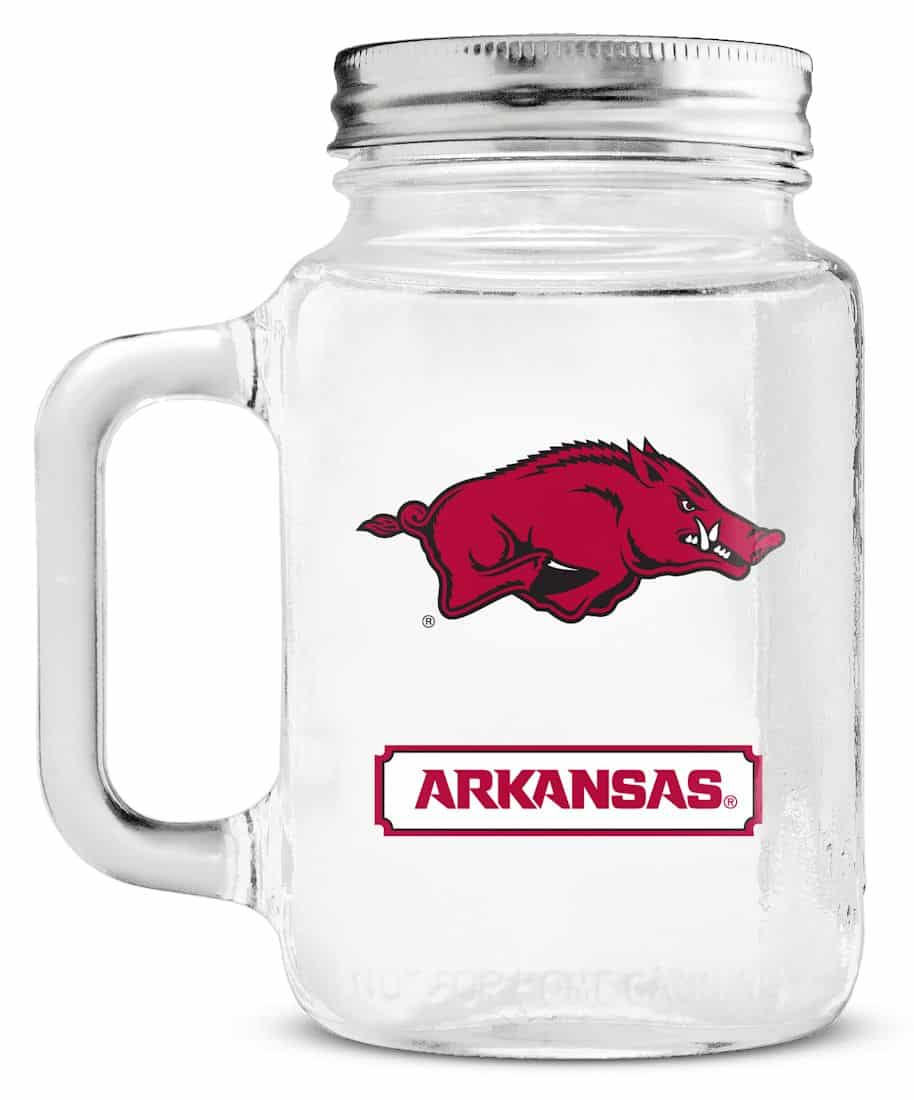 Arkansas Razorbacks Mason Jar Glass With Lid - Detroit Game Gear