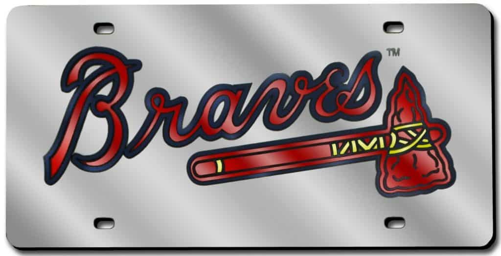 Atlanta Braves Laser Cut Silver License Plate