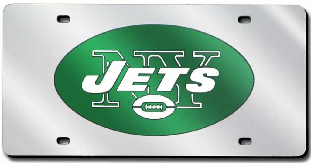 New York Jets Laser Cut Silver License Plate