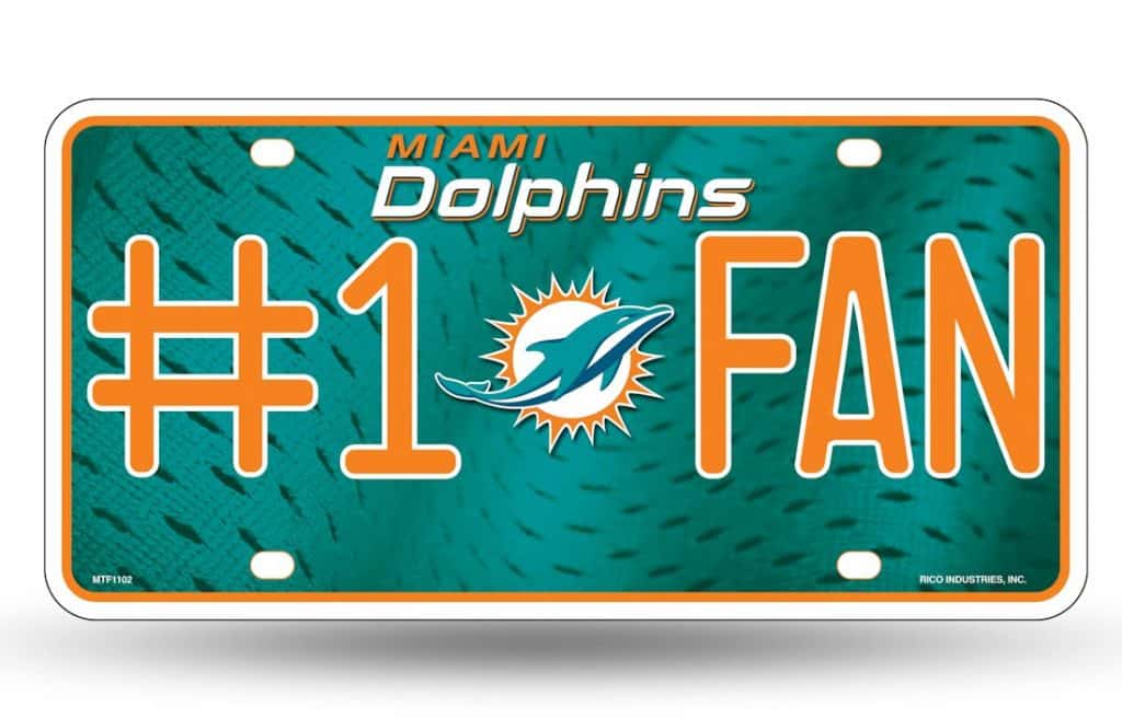 Miami Dolphins License Plate 1 Fan Detroit Game Gear