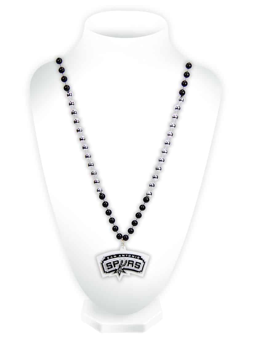 San Antonio Spurs Mardi Gras Beads with Medallion