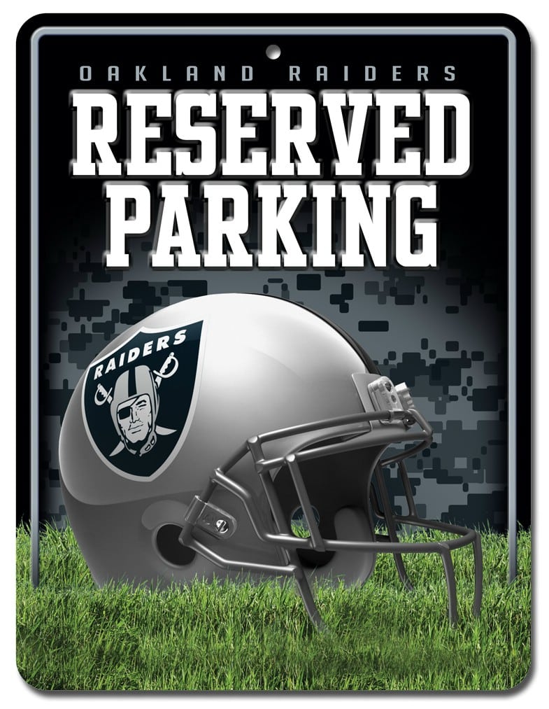 Oakland Raiders Metal Parking Sign