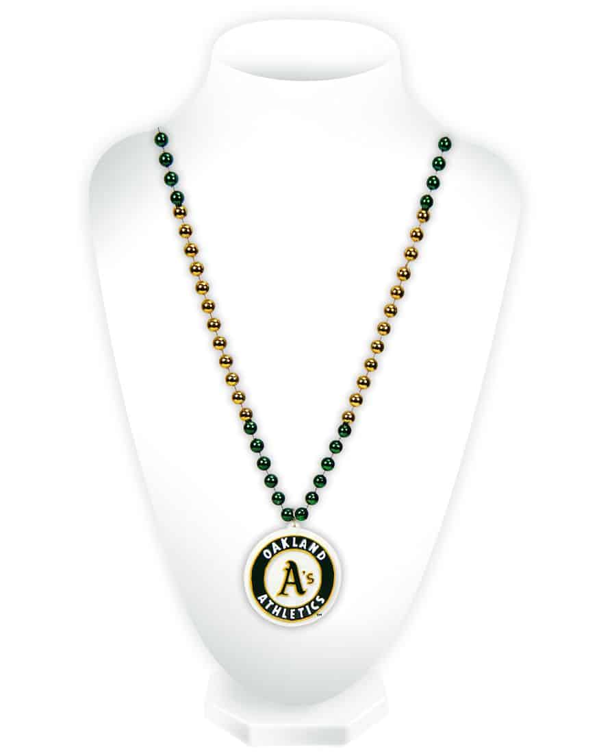Oakland Athletics Mardi Gras Beads with Medallion