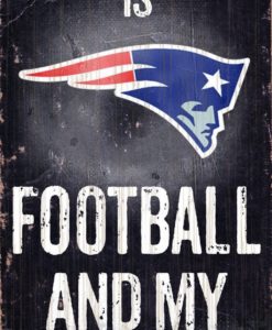 New England Patriots Wood Sign - Football and Dog 6"x12"