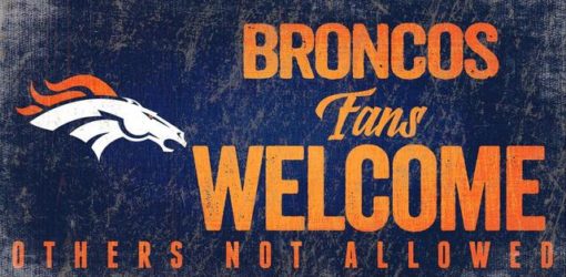 Denver Broncos Wood Sign - Fans Welcome 12"x6"