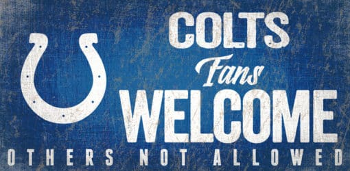 Indianapolis Colts Wood Sign - Fans Welcome 12"x6"