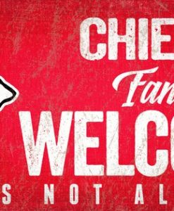 Kansas City Chiefs Wood Sign - Fans Welcome 12"x6"