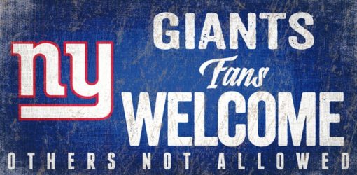 New York Giants Wood Sign - Fans Welcome 12"x6"