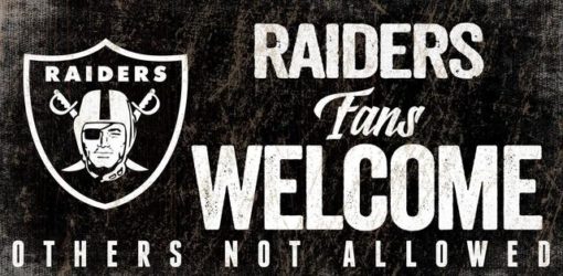 Las Vegas Raiders Wood Sign - Fans Welcome 12"x6"
